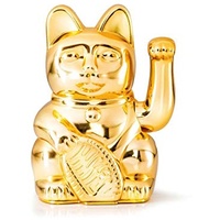 DONKEY Products Lucky Cat Winkekatze in der Farbe Gold glänzend aus Kunststoff, 15x10,5x8,5 cm