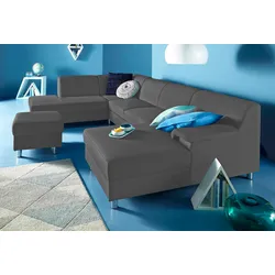 Wohnlandschaft INOSIGN "Jamie, U-Form", grau, B:308cm H:72cm T:80cm, Sofas, wahlweise mit Bettfunktion