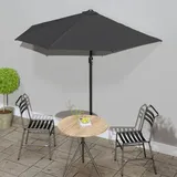 Balkon-sonnenschirm Mit Alu-mast Anthrazit 270x144 Cm Halbrund