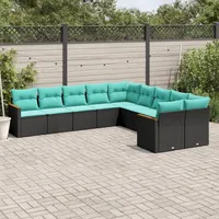 vidaXL Gartensofa-Set 10-tlg. schwarz