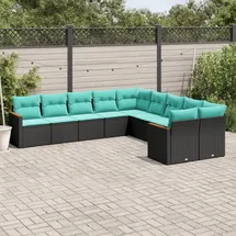 vidaXL Gartensofa-Set 10-tlg. schwarz