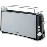 Cloer 3810 Langschlitz-Toaster, Kunststoffgehäuse, Stoppfunktion, Bräunungskontrolle, Brötchenrost, Cool Wall - Schwarz