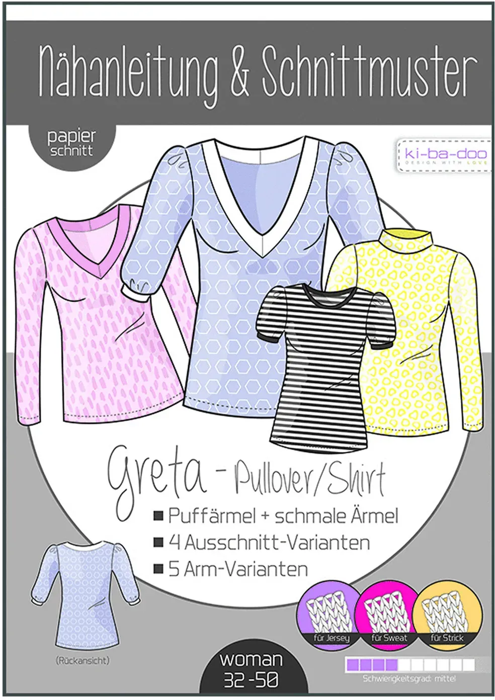 Kibadoo Papierschnittmuster Shirt/Pulli Greta