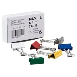 Maul Foldbackklammern farbsortiert 1,9 cm - 12 Stück