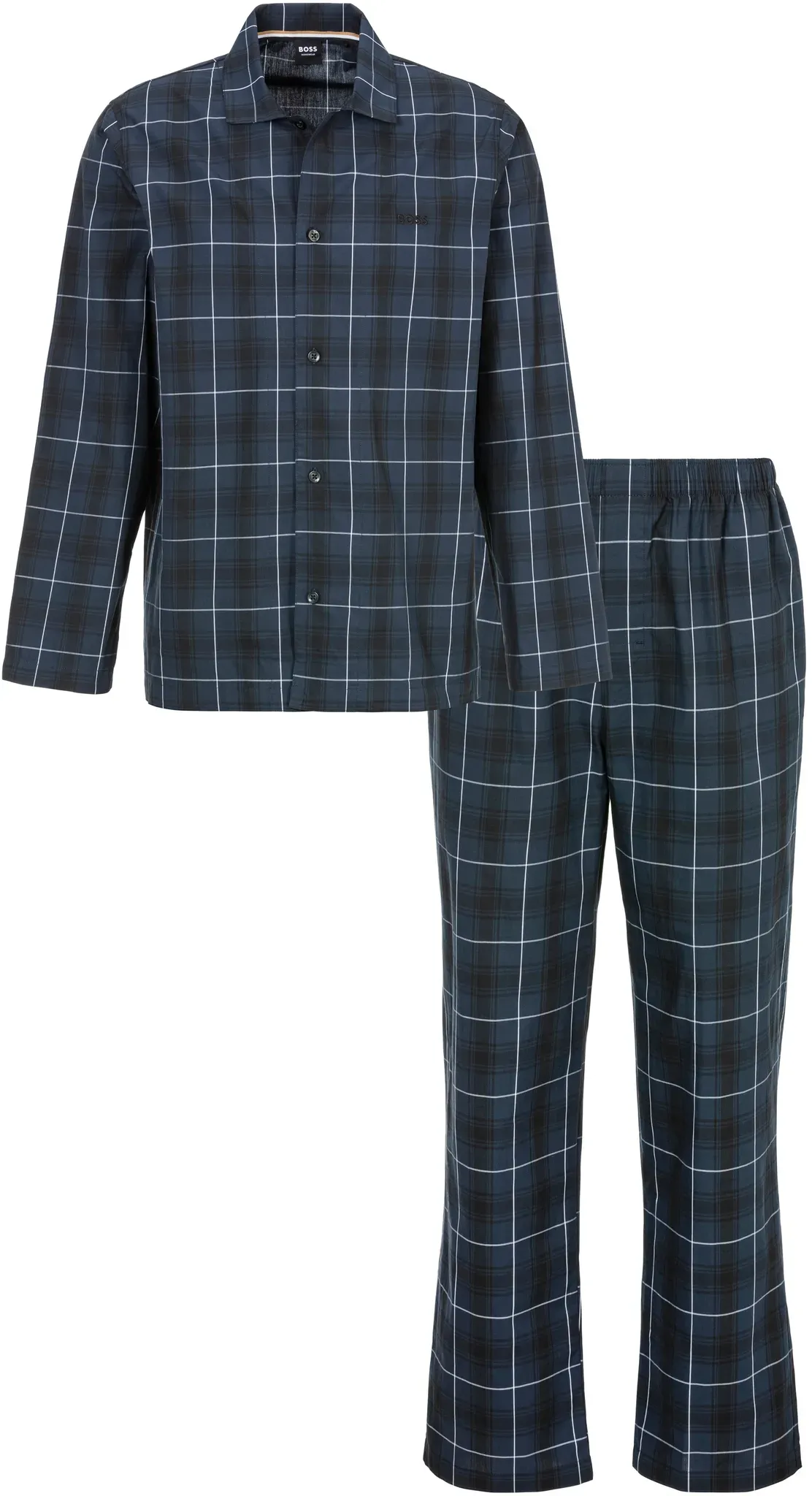 Pyjama BOSS Gr. XL, blau (dunkelblau) Herren Homewear-Sets mit Markenlabel