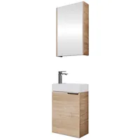 Planetmöbel Badmöbel-Set 40cm mit Spiegelschrank (Sonoma Eiche)