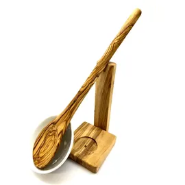 Olivenholz-erleben Kochlöffelhalter rund inkl. Kochlöffel und Porzellanschale 10 x 20 cm beige