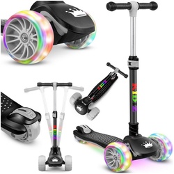 KIDIZ Cityroller, Roller Kinder Scooter X-Pro2 Dreiradscooter mit PU LED Leuchten schwarz