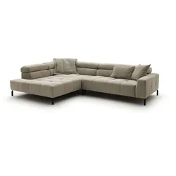KAWOLA Sofa OHIO Ecksofa Feincord beige Recamiere links