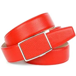 Ledergürtel ANTHONI CROWN, Damen, Gr. 85, rot, Leder, unifarben, Gürtel, in Orange, mit genarbter Oberfläche, klassisches Design