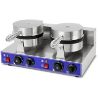 vertes Doppel-Waffeleisen 2000W, Edelstahl, 2x Timer 5 Min, 50-300 °C stufenlos, Antihaft, rutschfest