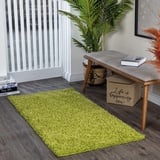 Surya Home Shaggy Berber Teppich Läufer - Flauschiger Teppich für Wohnzimmer, Schlafzimmer, Berber Langflor Hochflor Teppich Weiss flauschig - Teppich Läufer 80x220 cm Läufer Flur in Grün