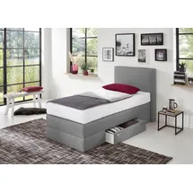 Westfalia Schlafkomfort Boxspringbett, grau (strukturstoff grau), Liegefläche B/L: 90cm x 200cm, H2 + H2, 7-Zonen-Kaltschaummatratze, WESTFALIA SCHLAFKOMFORT, Komplettbetten, Boxspringbett, mit Schubkästen und Zierkissen