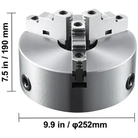 Vevor Drehbankfutter K11-250 250mm Dreibackenfutter HT300-Material 3 Backenfutter Spannbereich 6–250mm 3-Backen, 20Cr, ≥53HRC φ80mm Bohrung Spannfutter Drechselbank Selbstzentrierend