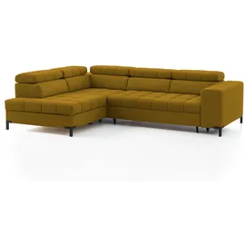 exxpo - sofa fashion Ecksofa EXXPO - SOFA FASHION "Bocco, hochwertige Verarbeitung, toller Sitzkomfort, bequem, L-Form", gelb (mustard), B:276cm H:75cm T:203cm, 100% PES, Sofas, Ecksofa, wahlweise mit Bettfunktion u. Bettkasten, inkl. Kopfteilverstellung
