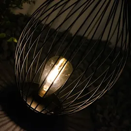 ETC Shop 2x LED Solar Hängelampe Metall spritzwassergeschützt IP44 schwarz