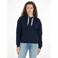 Tommy Jeans Kapuzensweatshirt »TJW BXY LOGO DRAWCORD HOODIE EXT«, mit Kängurutasche Gr. L (40), Dark night navy) - Kapuzenpullover - Damen - Blue -