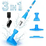 3-in-1 Kabelloser Poolsauger Akku 90 Min Laufzeit, Teleskopstange & Bürste, Mit Filterelement Sonstiges Poolzubehör, für Sand und Schmutz, 0.23L...