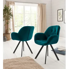OTTO home Esszimmerstuhl Elli Samtstoff blau 2er Set