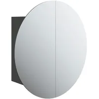 VidaXL Badezimmerschrank mit Rundem Spiegel & LED Schwarz 40x40x17,5cm