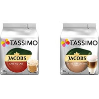 Tassimo Kapseln Jacobs Café au Lait, 80 Kaffeekapseln, 5er Pack, 5 x 16 Getränke & Kapseln Jacobs Typ Latte Macchiato Classico, 40 Kaffeekapseln, 5er Pack, 5 x 8 Getränke