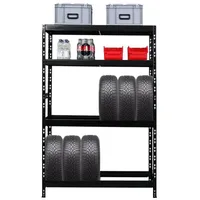 Proregal Reifenregal Tiger HxBxT 180 x 120 x 40 cm Bis Zu 12 Reifen auf 2 Ebene Und 2 Ablagen Schwarz