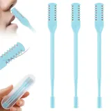 2-in-1-Nasenhaarschneider,Doppelseitiges Nasenhaarmesser,Tragbarer Manueller 360° Drehbarer Nasal Hair Cutter,Nasenhaarschneider,Ohne Strom,Hygienisch,mit Ohrpicker(Blau, 3PCS)