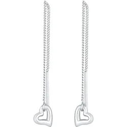 Elli Elli Ohrringe Durchzieher Herz Basic 925 Silber   Damen 