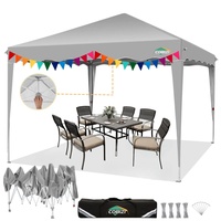 COBIZI Pavillon 3x3 Wasserdicht Stabil Winterfest, Wellige Traufe Pop Up Faltpavillon 3x3m mit One-Push | UV-Schutz 50+ | Outdoor Party Zelt Gartenpavillon Pavillion Klappbar 3x3m inkl.Tasche, Grau