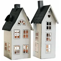 Loberon Laterne 2er Set Gunar - 2 Größen - Deko Windlicht für Teelichter - Kerzenhalter aus Lackiertem Eisen - Lichthäuser - Landhaus-Stil