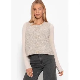 SASSYCLASSY Bouclé-Weste mit Taschen in Greige | Gr.: L