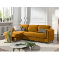 Lisa Design - Brooke – ecksofa rechts links – mit schlaffunktion und bettkasten – 4-sitzer – aus samt - gelb