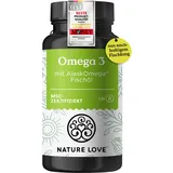 Omega 3 - hochdosiert mit 650mg Omega 3 Fettsäuren je Tagesdosis - 120 kleine Kapseln mit Spitzenrohstoff AlaskOmega® (MSC-zertifiziert) - ohne Zusätze in Deutschland produziert