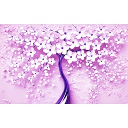 PAPERMOON Fototapete „Blumen Baum lila“ Tapeten Gr. B/L: 3,00 m x 2,23 m, Bahnen: 6 St., bunt Fototapeten