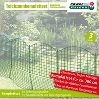 11tlg. Teichzaun Oberbogen, ca. 390 x 78,5 cm - Dunkelgrün