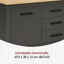 Interlink Kücheninsel Piazza Nero 124 x 75 x 91,5 cm Grau