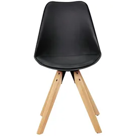 KADIMA DESIGN 2er Set Retro Esszimmerstuhl LIMA schwarz Polsterstuhl Skandinavisch Rückenlehne, Küchenstuhl Kunstleder