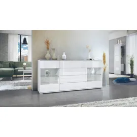Vladon Bari V2 166,5 x 75,5 x 35 cm Weiß matt/Weiß Hochglanz