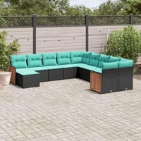 vidaXL Gartensofa-Set 11-tlg. schwarz