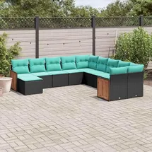 vidaXL Gartensofa-Set 11-tlg. schwarz