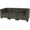 Modular 3-Sitzer Sofa Couch Moncalieri, Stoff/Textil ~ braun, hohe Armlehnen