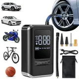 Elektrische Luftpumpe, 150PSI Akku Kompressor, Kabelloser Fahrradpumpe mit LED Licht und Auto Stopp, Wiederaufladbare Reifenpumpe für Auto Motorrad Fahrrad Ebike Ball