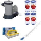 Bestway - Poolsauger AquaCrawl & Filterpumpe 5678 L/u & 4 Filter Typ III & WAYS Scheuerbürste