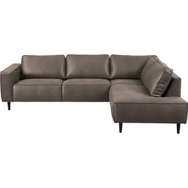 Home Affaire Ecksofa HOME AFFAIRE "Fumone, Lederoptik oder Soft-Touch Chenille", grau (taupe), B:260cm H:83cm T:200cm, 35% Lederfasern; 65%Polyester, Sofas, Ecksofa, Breite 260, mit schwarzen Massivholzfüßen