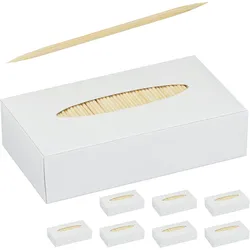 Relaxdays Zahnstocher 8000er Set, Holz, 6,5 cm, Holzspieße für Zahnhygiene, Fingerfood & Basteln, Zahnhölzer, natur