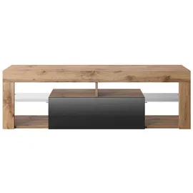 Selsey TV-Lowboard 140 cm Schwarz/Eiche