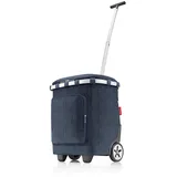 reisenthel carrycruiser Plus in Herringbone Dark Blue – Tragbarer Einkaufstrolley mit Kühlfach, Schultergurt und herausnehmbarer Netz-Innentasche – Obermaterial aus recycelten PET-Flaschen