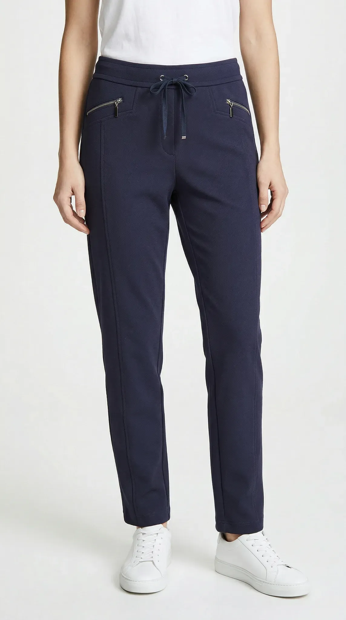 Stoffhose RABE, Damen, Gr. 50, N-Gr, blau (marine), Web, Obermaterial: 48% Viskose, 47% Polyester, 5% Elasthan, unifarben, regular fit lang, Hosen Stoffhose, mit Reißverschluss Taschen