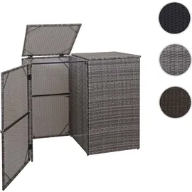 Mendler 2er-Mülltonnenverkleidung HWC-E25, Mülltonnenbox Mülltonnenabdeckung, Poly-Rattan 2x120l ~ grau