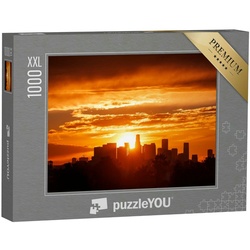 puzzleYOU Puzzle Puzzle 1000 Teile XXL „Feurig roter Sonnenaufgang über Los Angeles“, 1000 Puzzleteile, puzzleYOU-Kollektionen Sonne